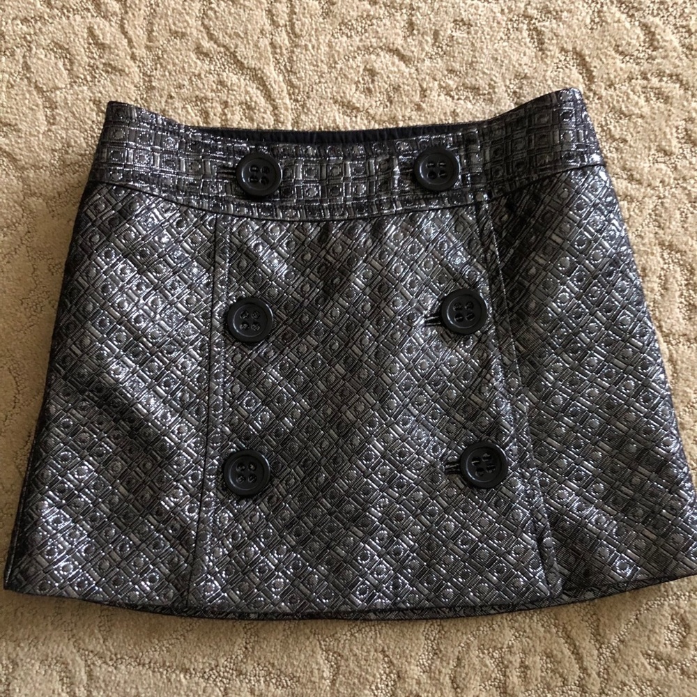 Express Metallic Mini Skirt with Buttons